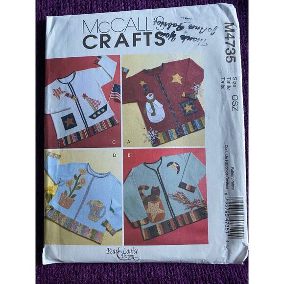 McCalls 4735 Women's applique cardigan jacket Sz os - Picture 1 of 5